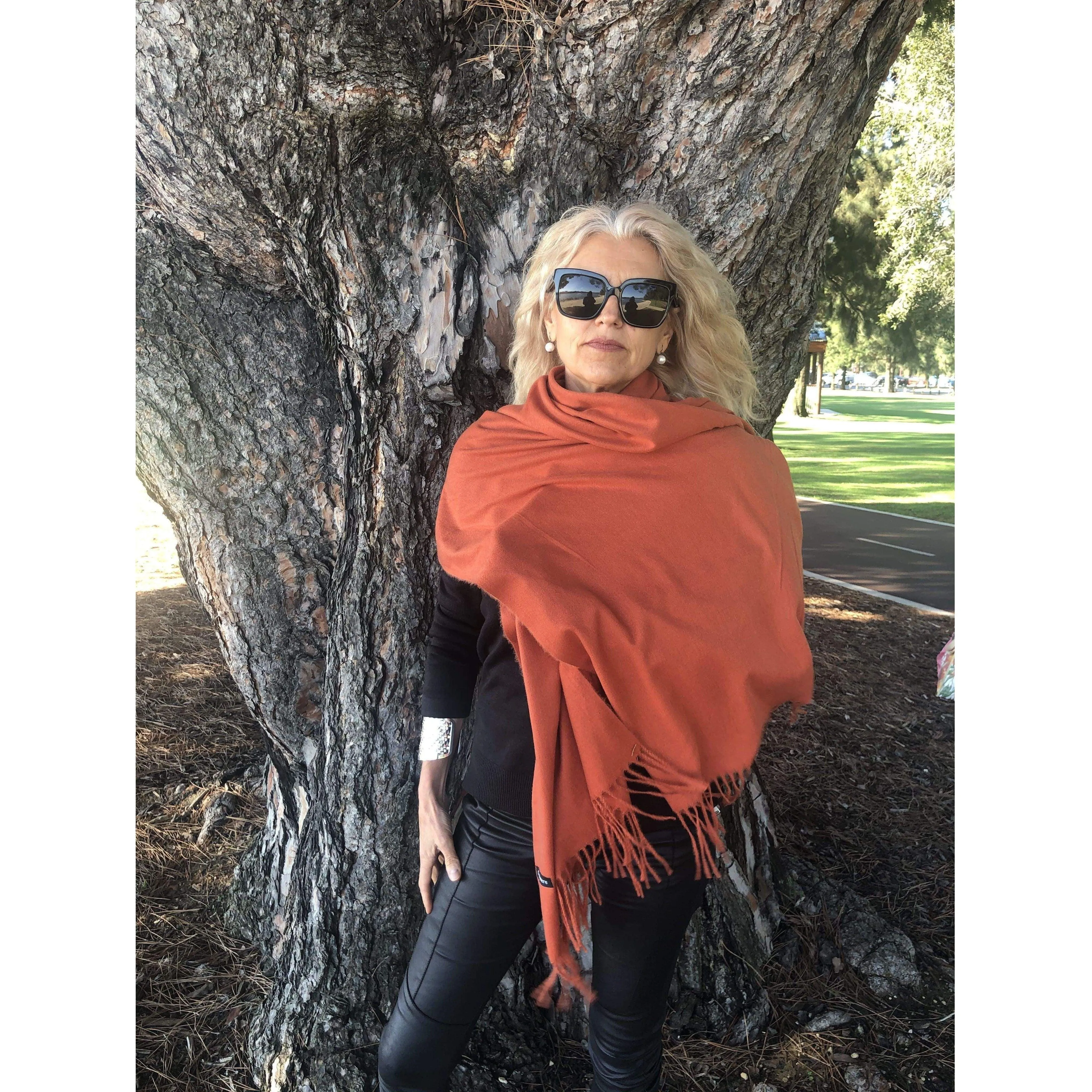 🧡 Pashmina Shawl -  Rust Cinnamon Spice