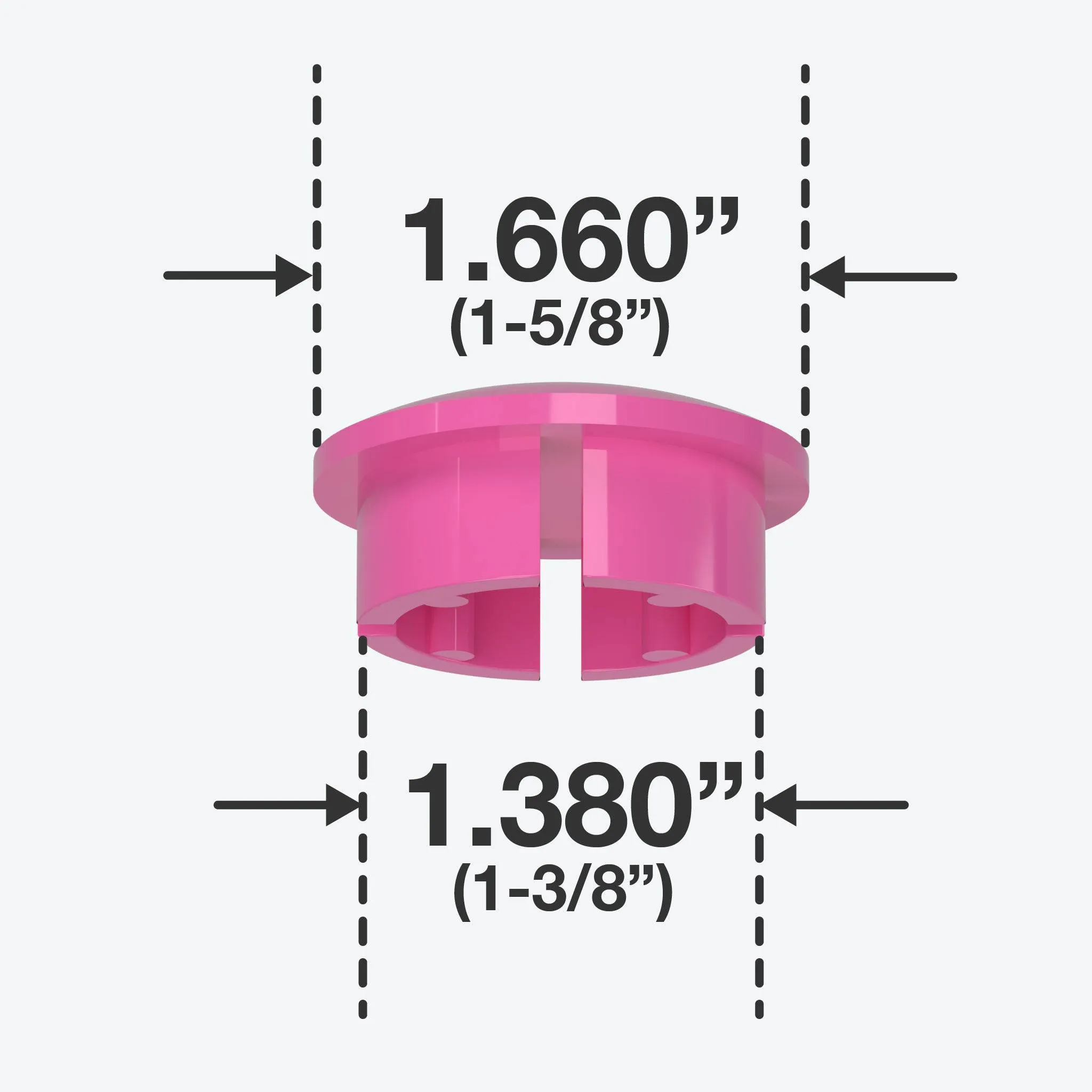 1-1/4 in. Internal PVC Dome Cap, Furniture Grade - Pink
