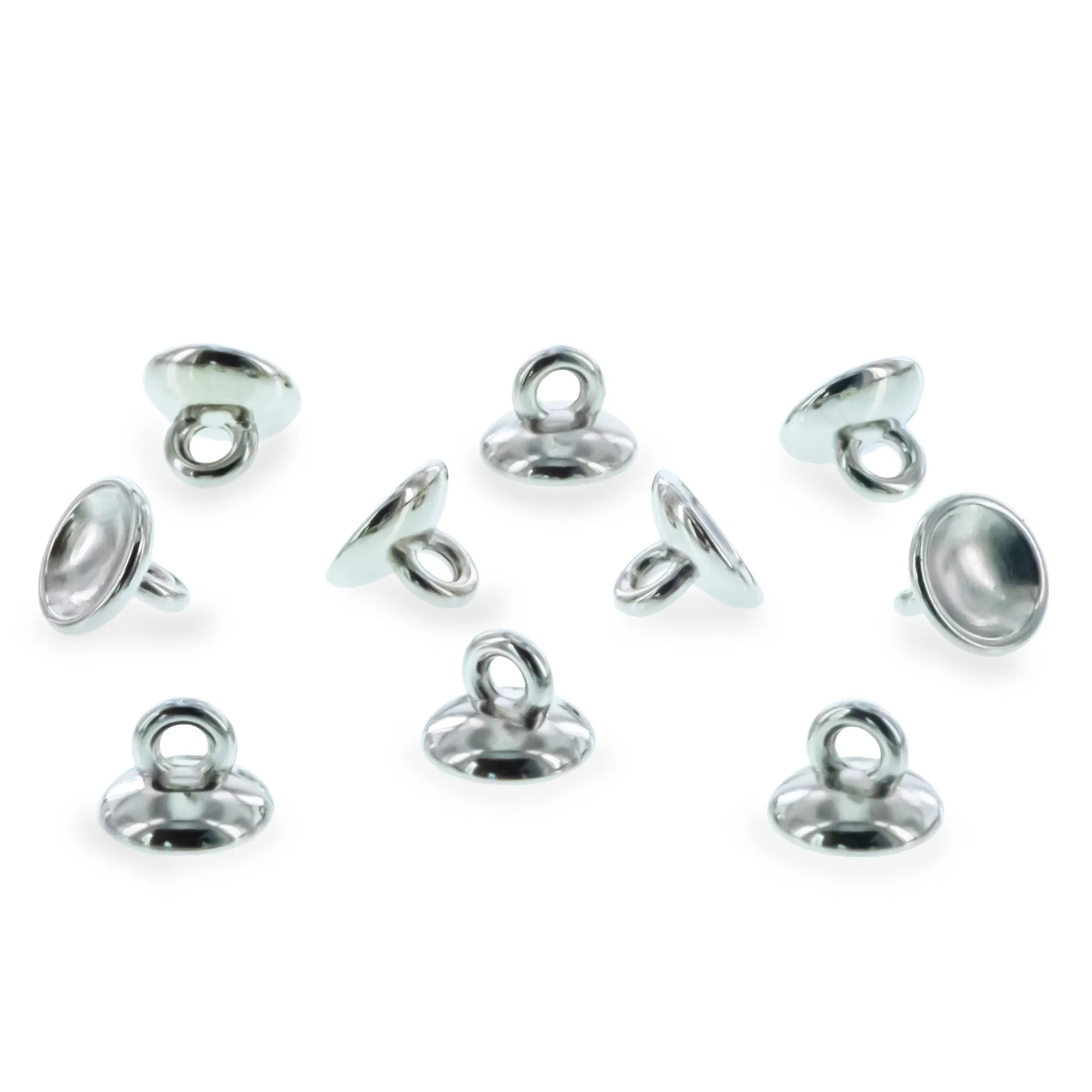 10 Large Loop Silver Plastic Ornament Caps Ball or Ball or Egg Top Findings, End Caps 0.39 Inches (10 mm)