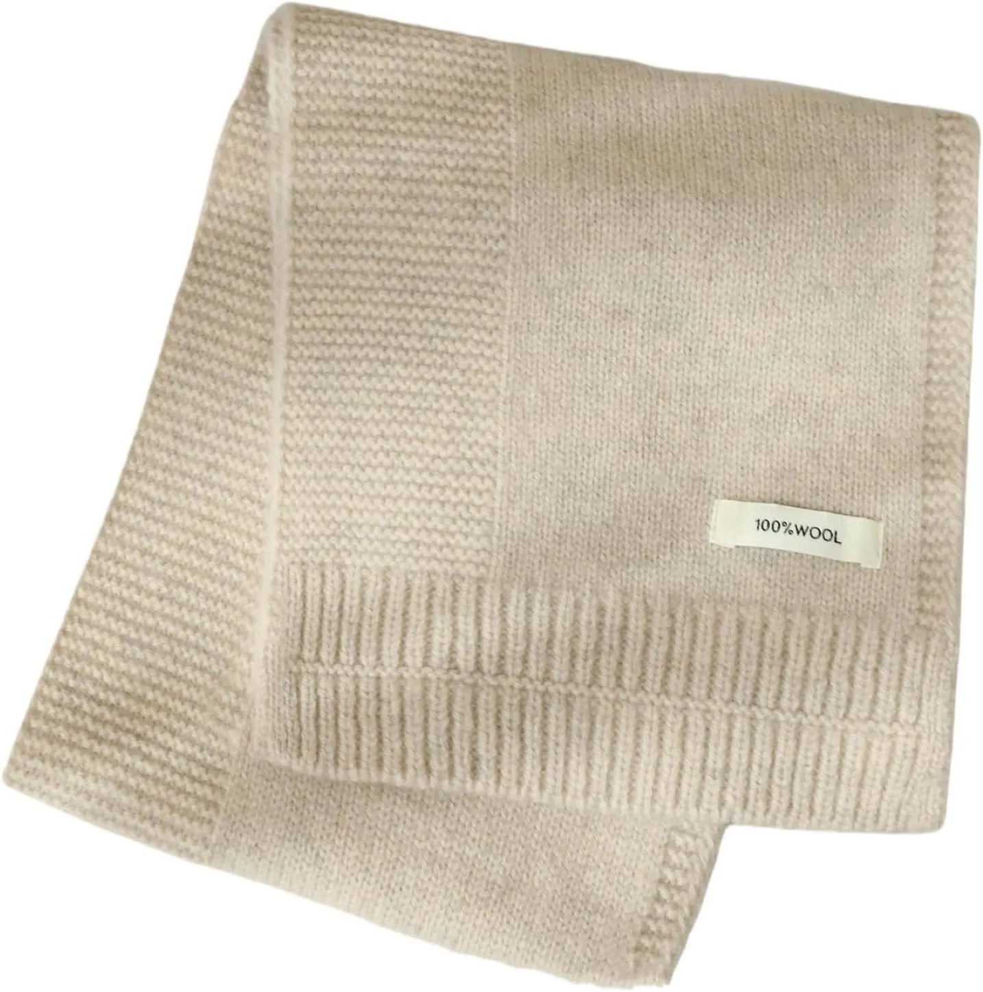 100% Wool Knitted Scarf for Women Autumn Winter Classic Warm Neck Scarf Cashmere Feel Solid Color Scarves