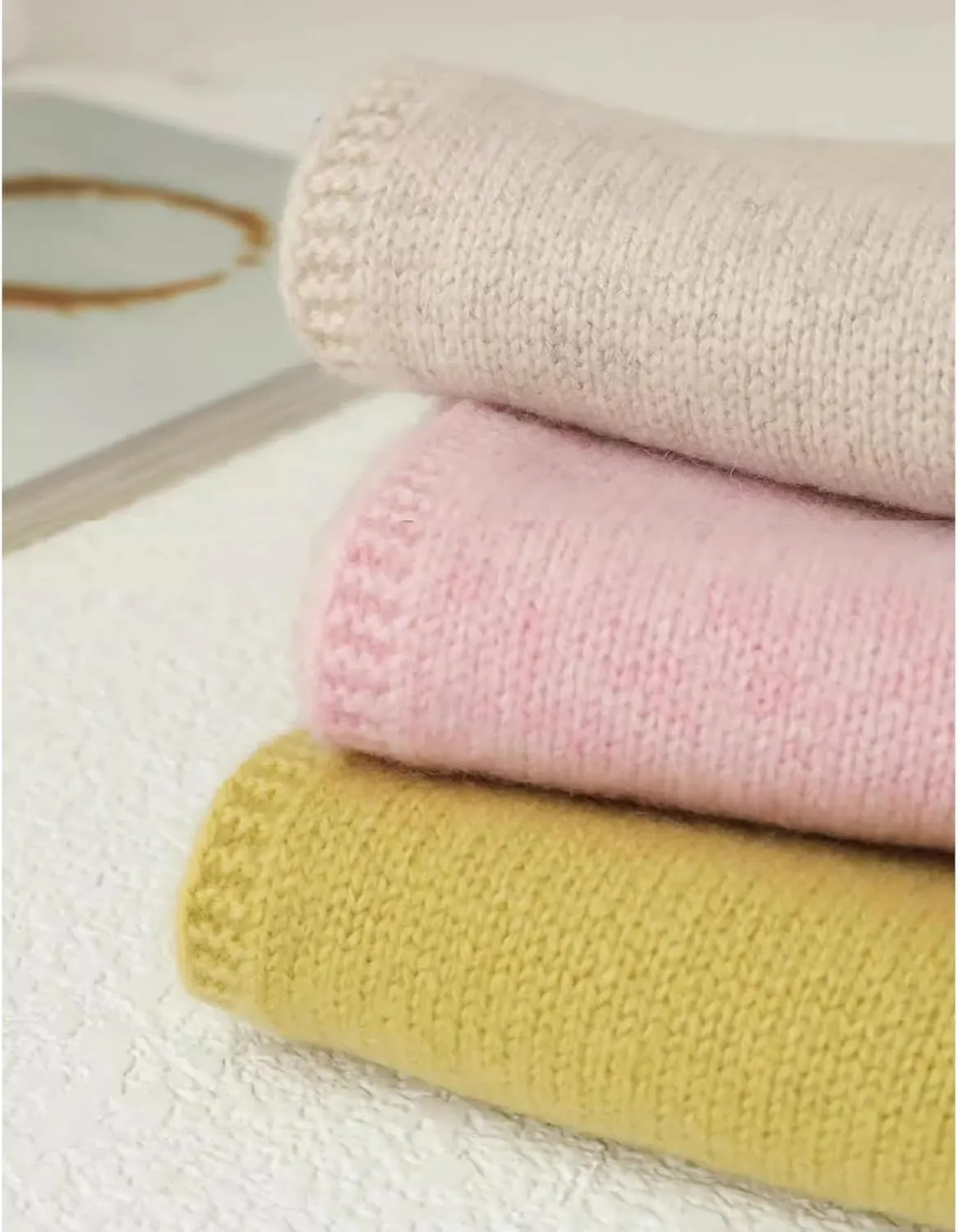 100% Wool Knitted Scarf for Women Autumn Winter Classic Warm Neck Scarf Cashmere Feel Solid Color Scarves