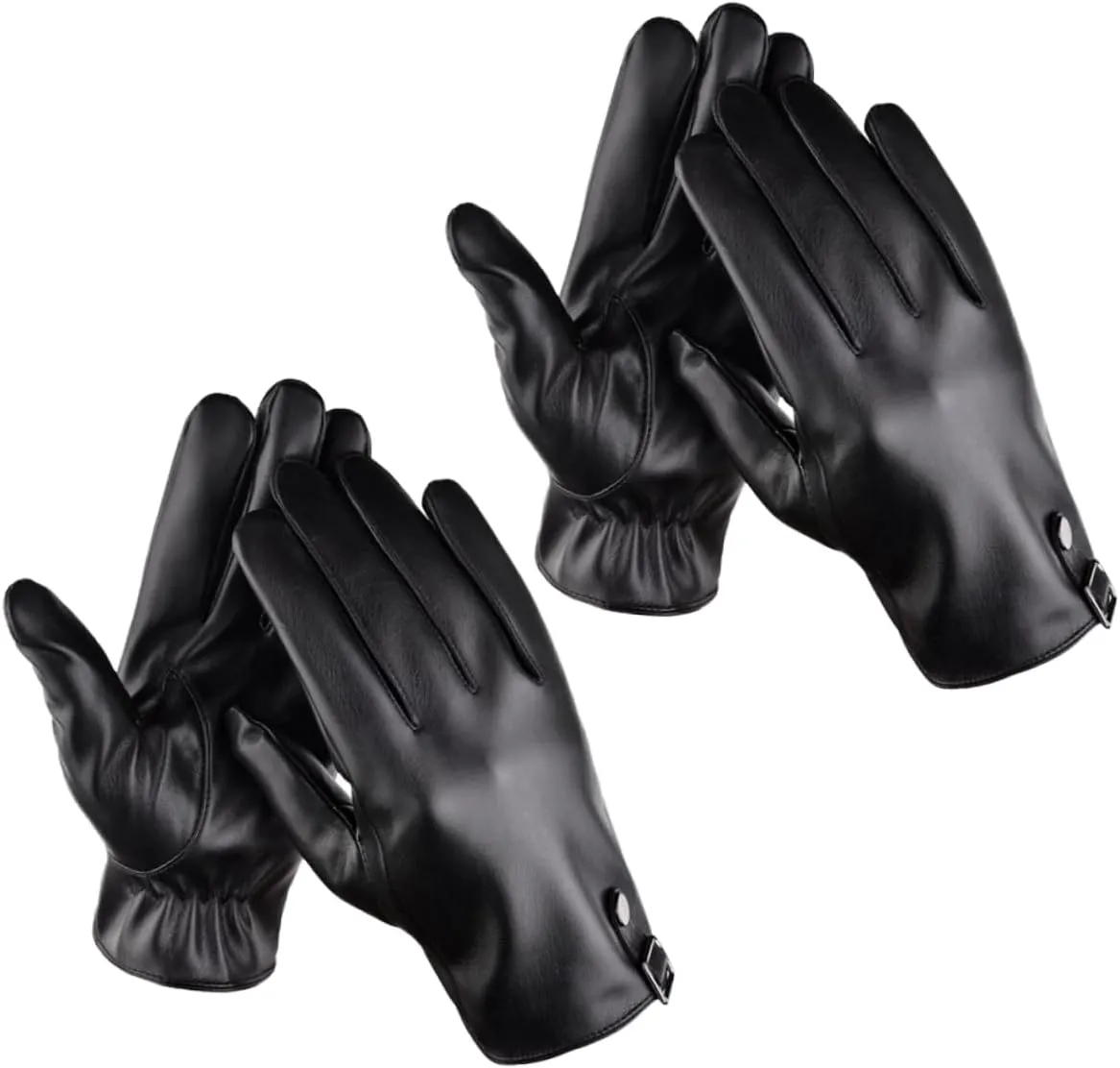 1Pair Winter Leather Gloves for Men Touchscreen Compatible Warm Windproof Slip Palm Design for Skiing Climbing Thick Fleece Lining