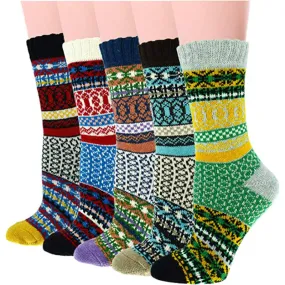 5 Pack Vintage Soft Thick Socks For Women