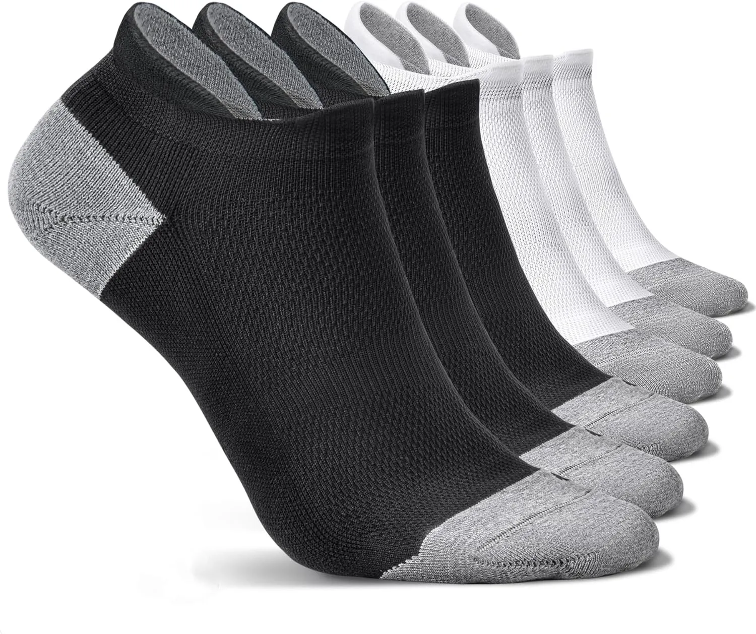 6 Pairs Soft Cushion No Show Compression Socks - Low Cut Tab Ankle Socks for Running Athletic, Seamless Toe & Wicking