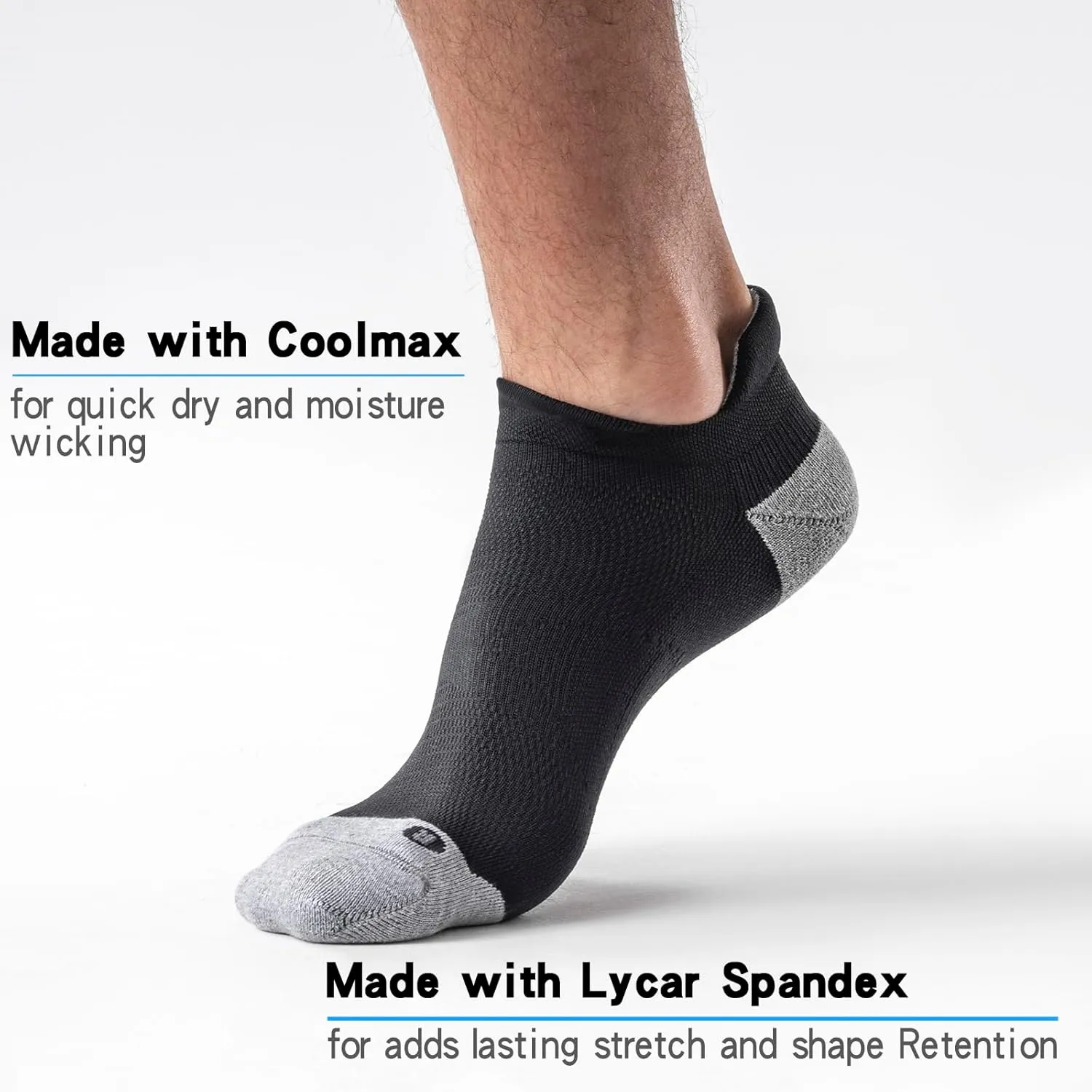 6 Pairs Soft Cushion No Show Compression Socks - Low Cut Tab Ankle Socks for Running Athletic, Seamless Toe & Wicking