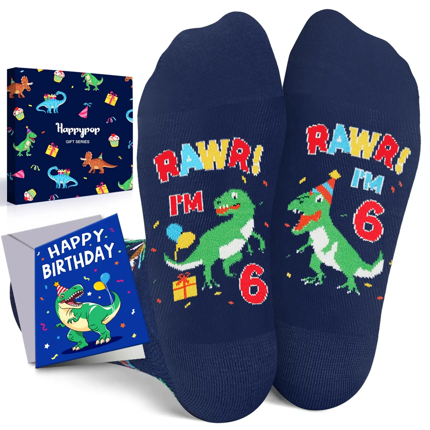 6th Birthday Gifts for Boys - Socks for Boys Girls Age 6, Presents for 6 Year Olds, 6 Year Old Boy Gift Ideas, Birthday Gift Box with Greeting Card