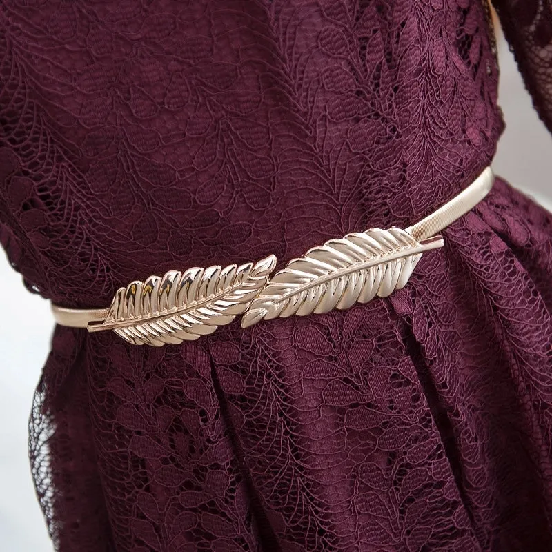 Basic Modern Style Leaves Alloy Metal Plating Women's Chain Belts