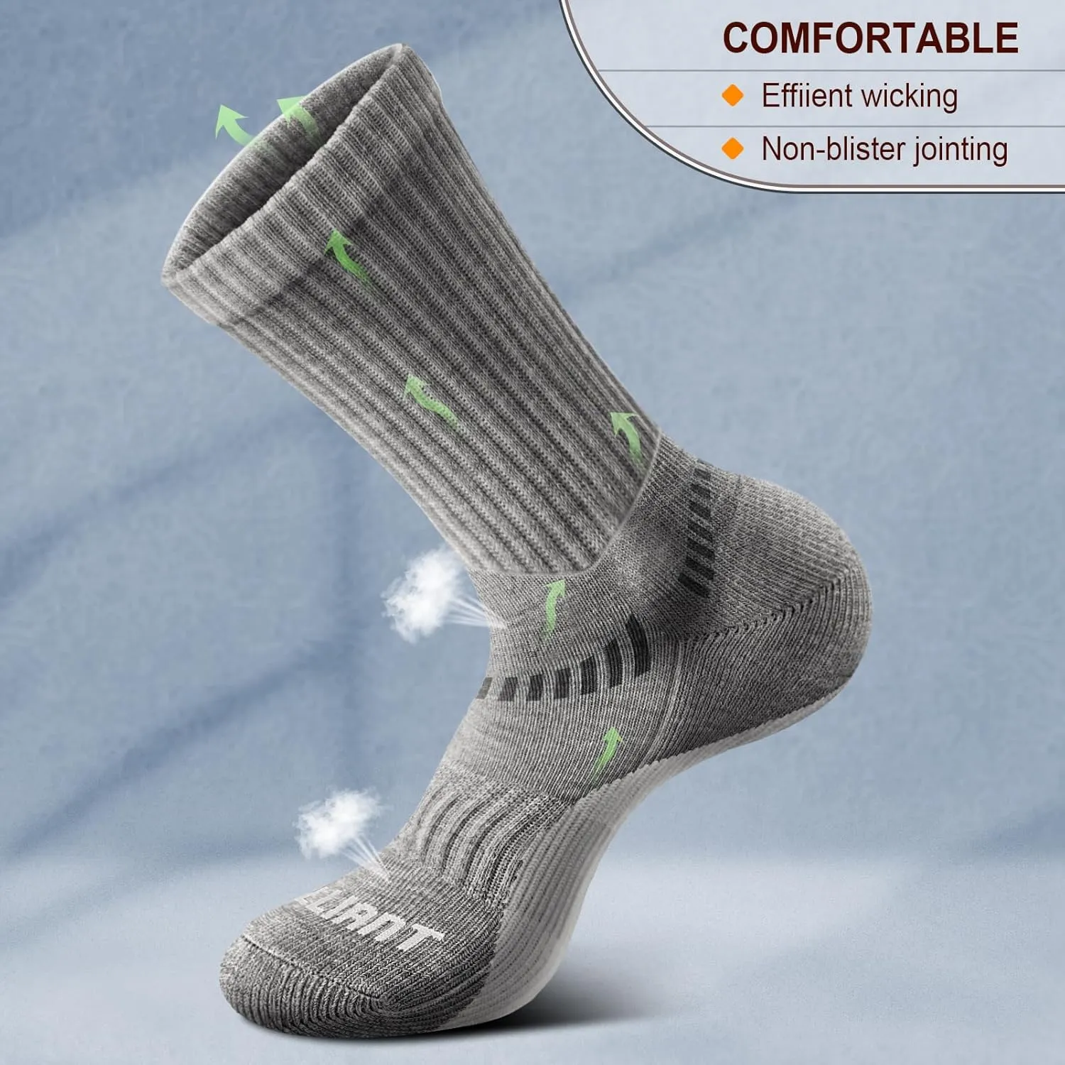 BULLIANT Men Compression Socks, Athletic Active Running Socks for Men Sports Hiking Fishing Cushioned Footbed Arch Support
