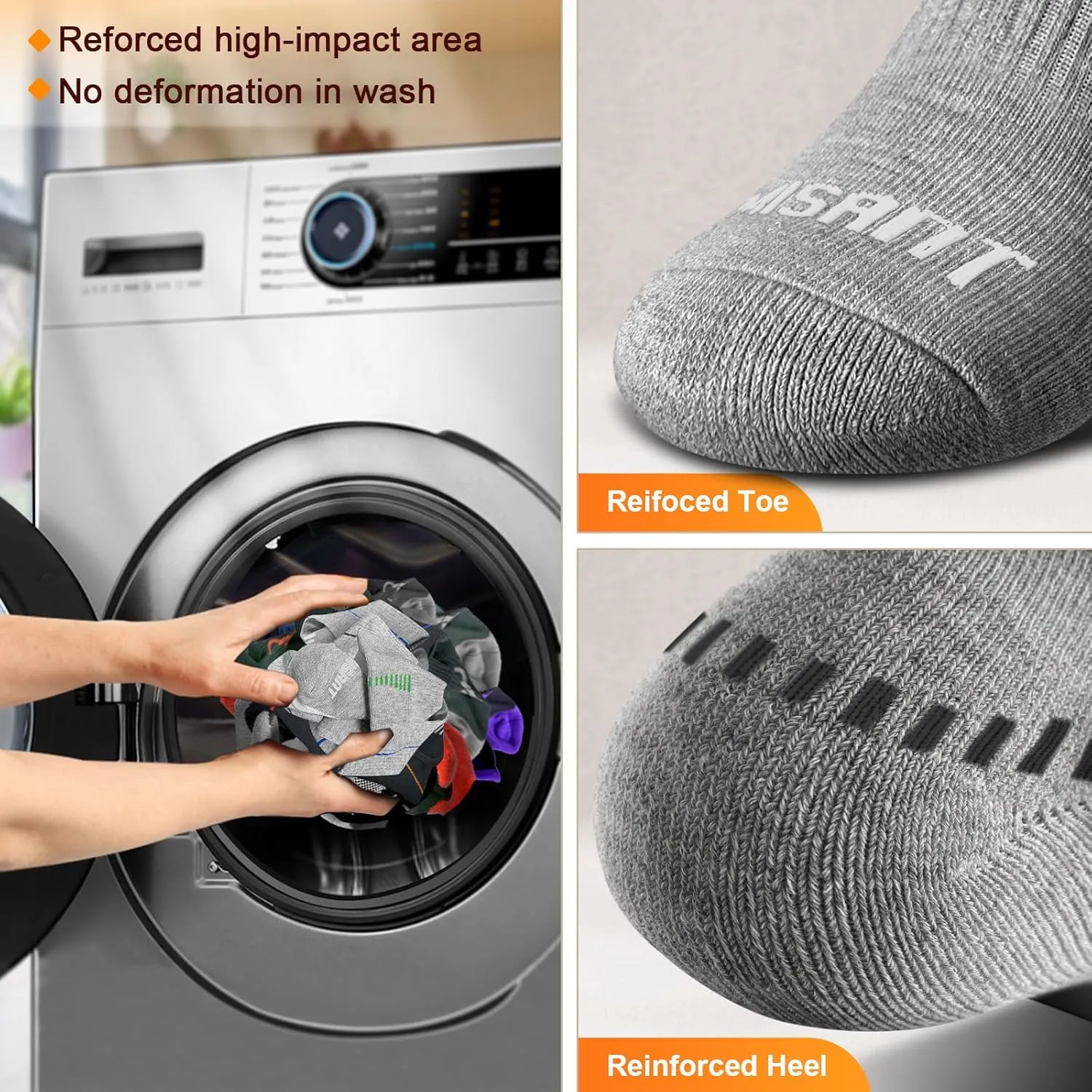 BULLIANT Men Compression Socks, Athletic Active Running Socks for Men Sports Hiking Fishing Cushioned Footbed Arch Support