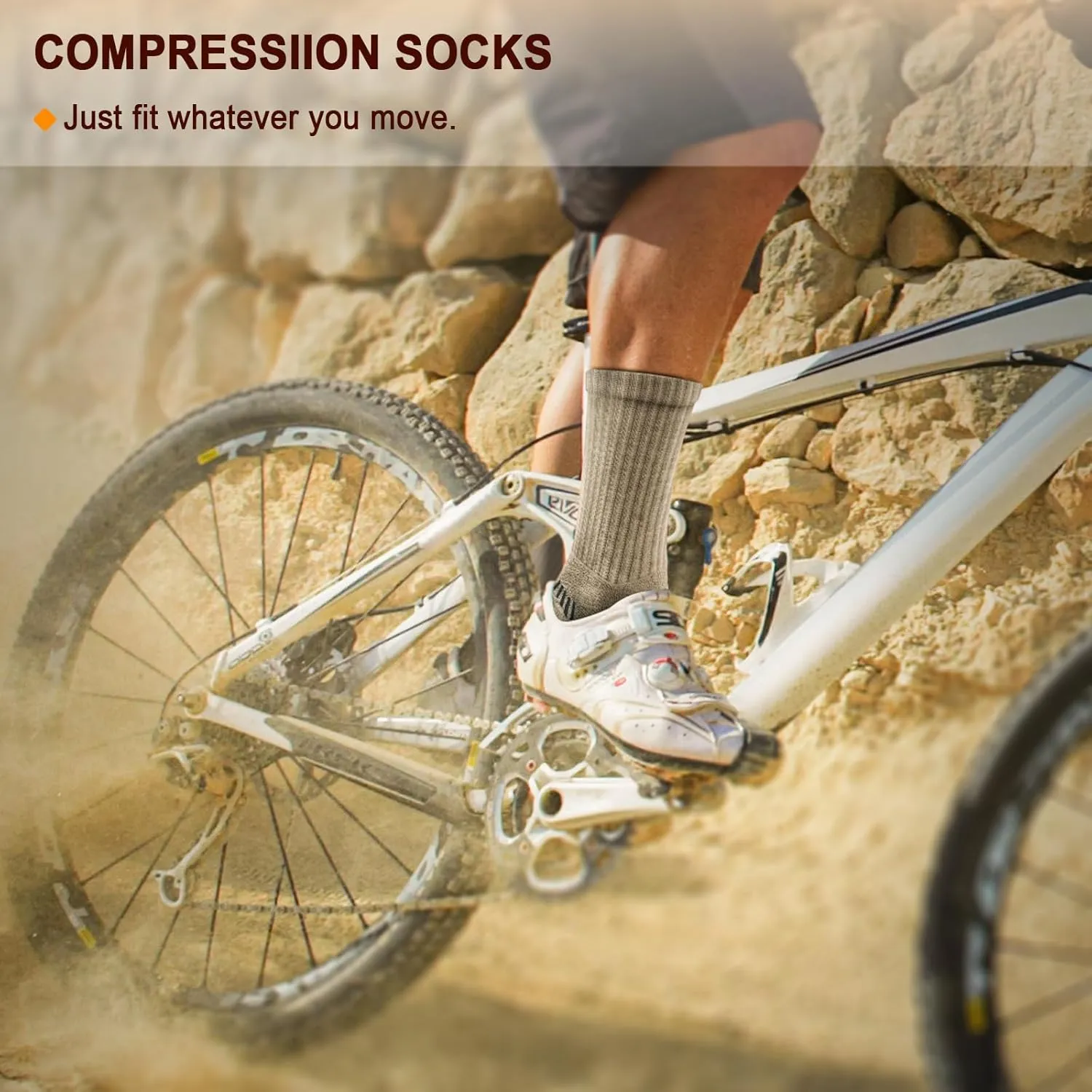BULLIANT Men Compression Socks, Athletic Active Running Socks for Men Sports Hiking Fishing Cushioned Footbed Arch Support