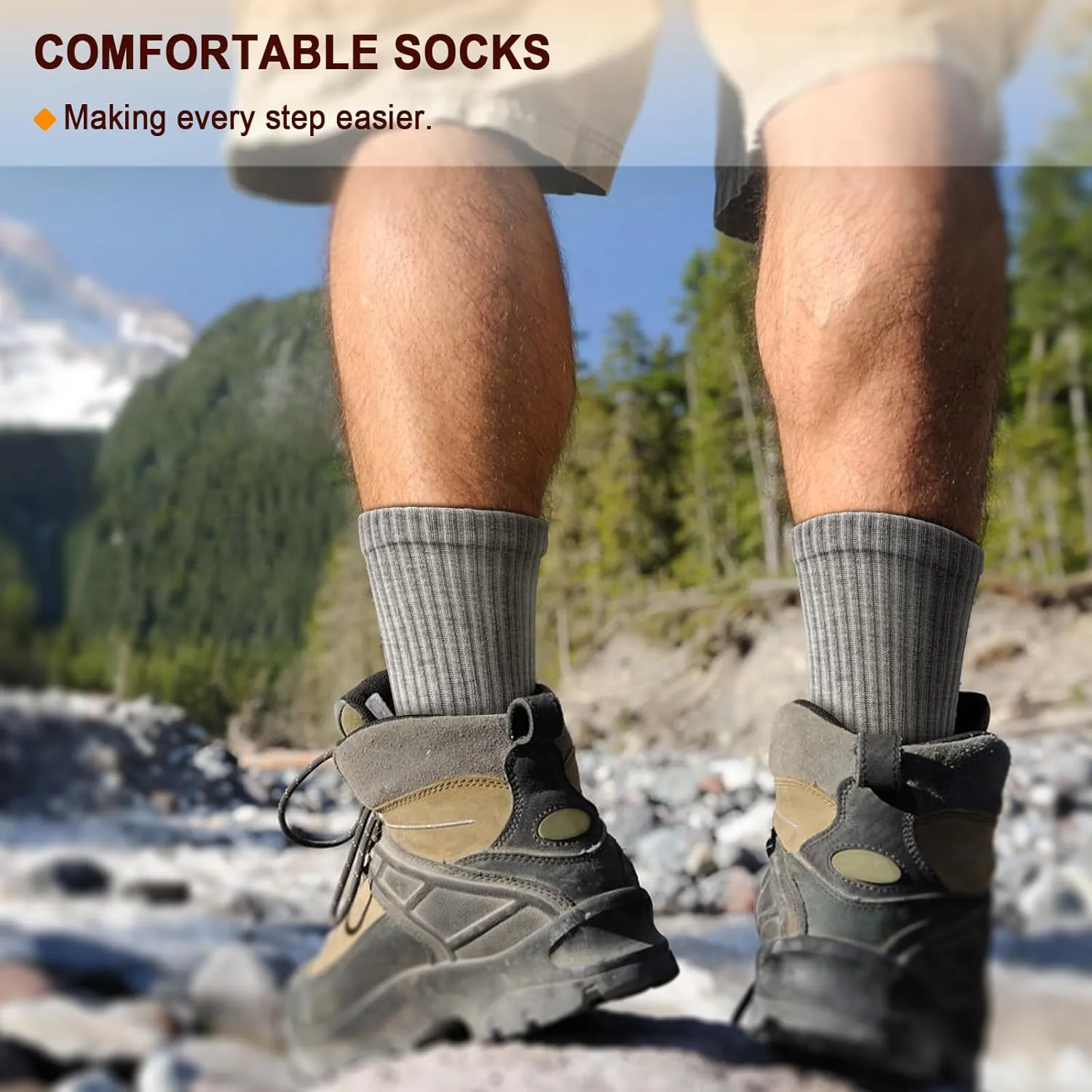 BULLIANT Men Compression Socks, Athletic Active Running Socks for Men Sports Hiking Fishing Cushioned Footbed Arch Support