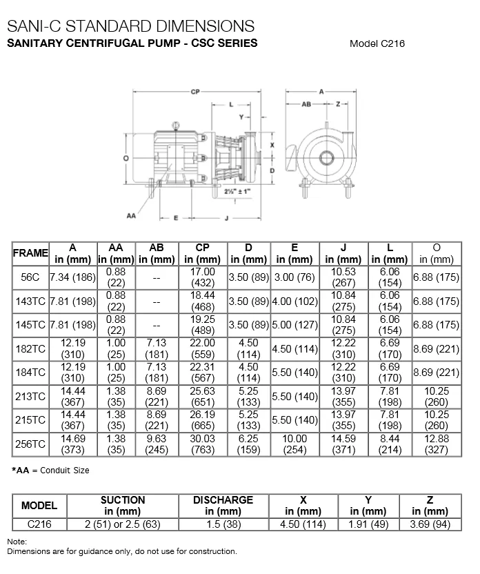 C-216 Centrifugal Pump With DG Seal