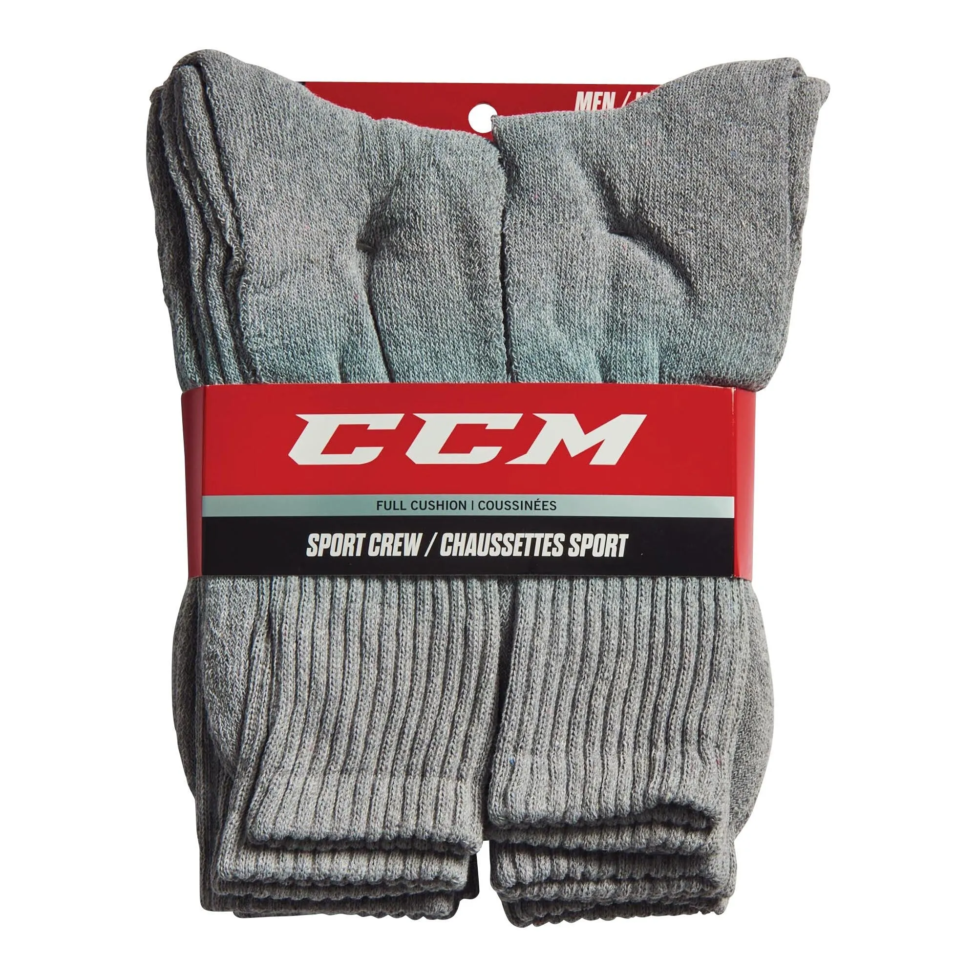CCM Men's Sport Crew Socks, 10 to 13, 6-Pack