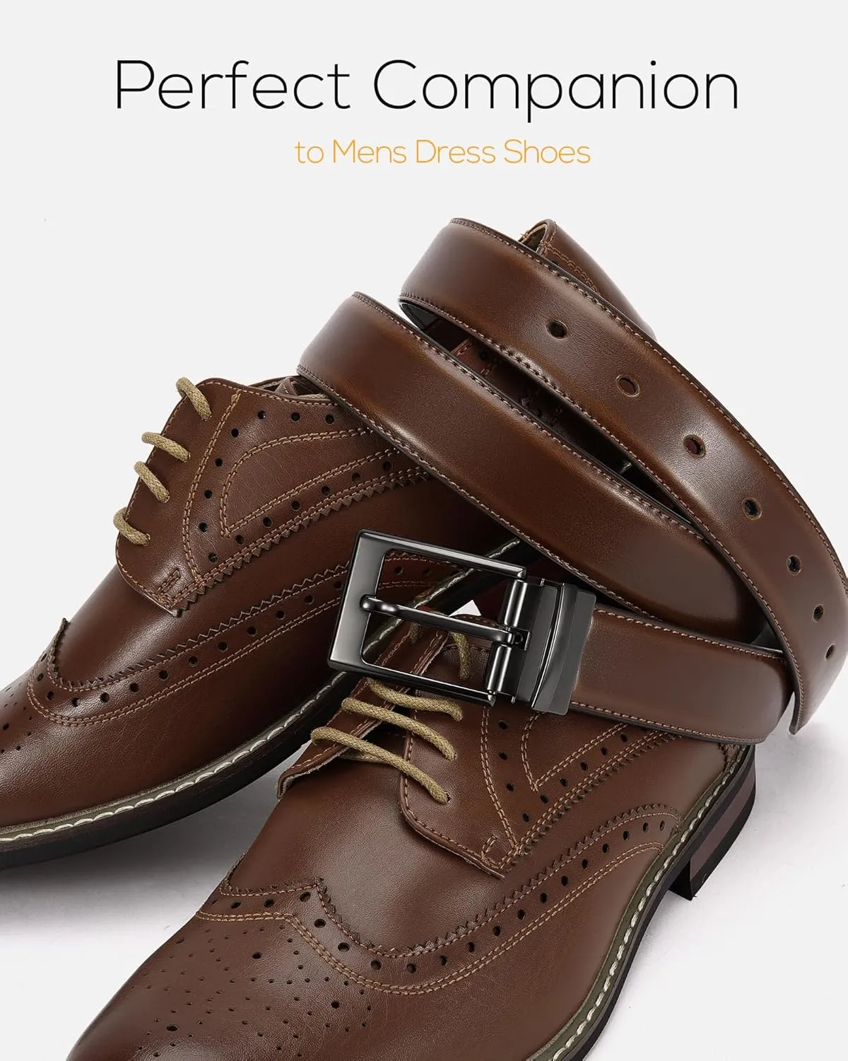 CHAOREN Mens Belts Leather 1 Pack - 1.25" Reversible Belts for Men for Dress Pants - One Belt, Two Colors