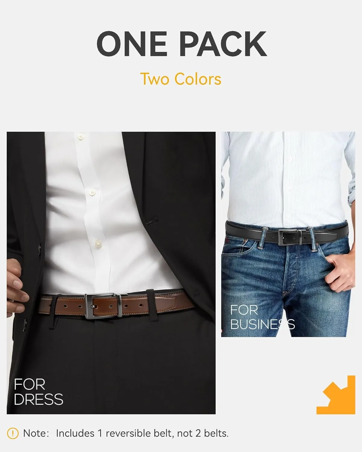 CHAOREN Mens Belts Leather 1 Pack - 1.25" Reversible Belts for Men for Dress Pants - One Belt, Two Colors