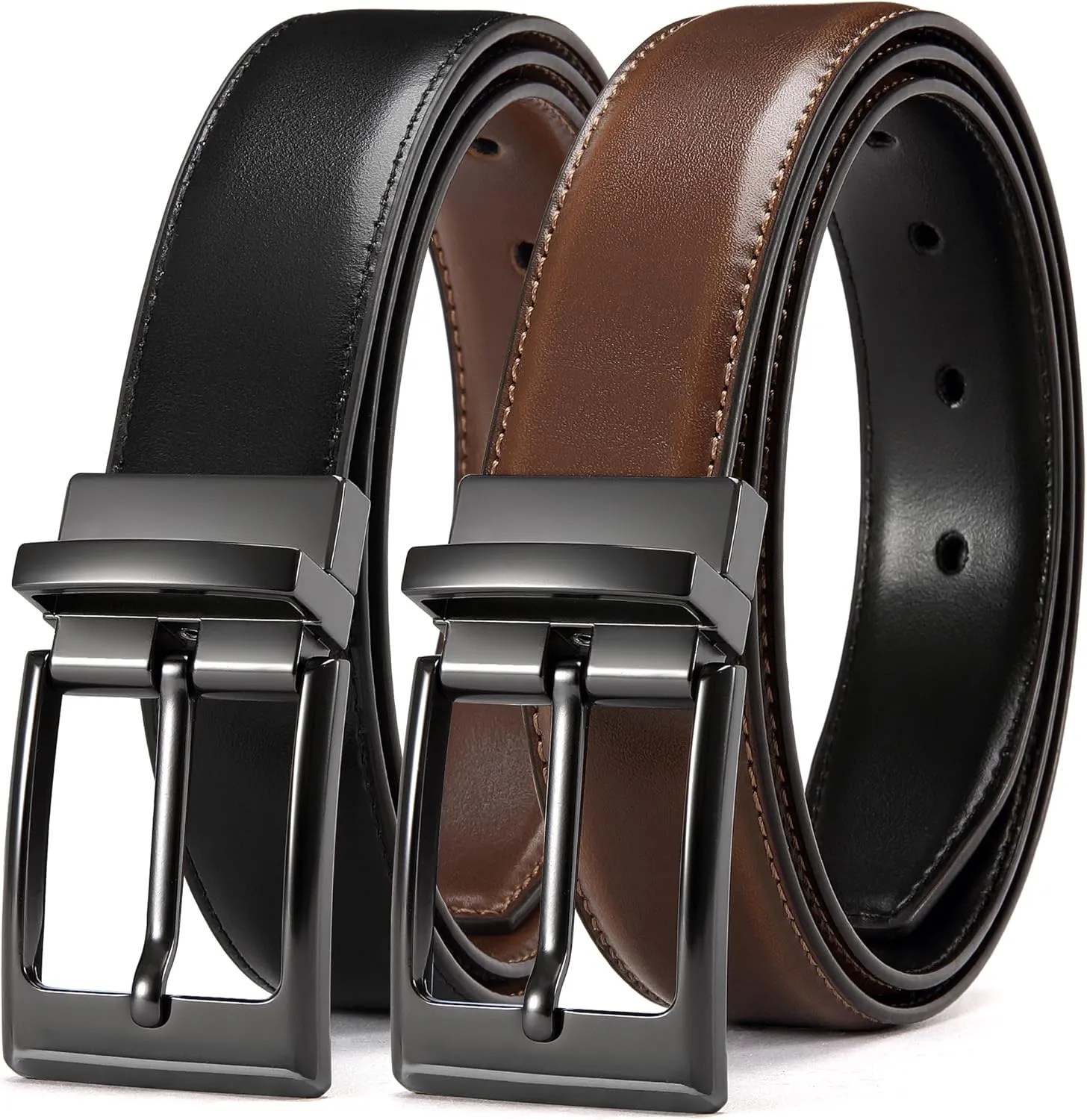 CHAOREN Mens Belts Leather 1 Pack - 1.25" Reversible Belts for Men for Dress Pants - One Belt, Two Colors