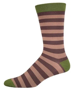Cocoa and Brown Stripe Bamboo Socks (Men's)