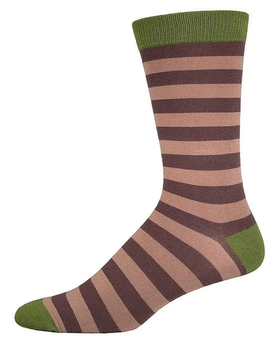 Cocoa and Brown Stripe Bamboo Socks (Men's)