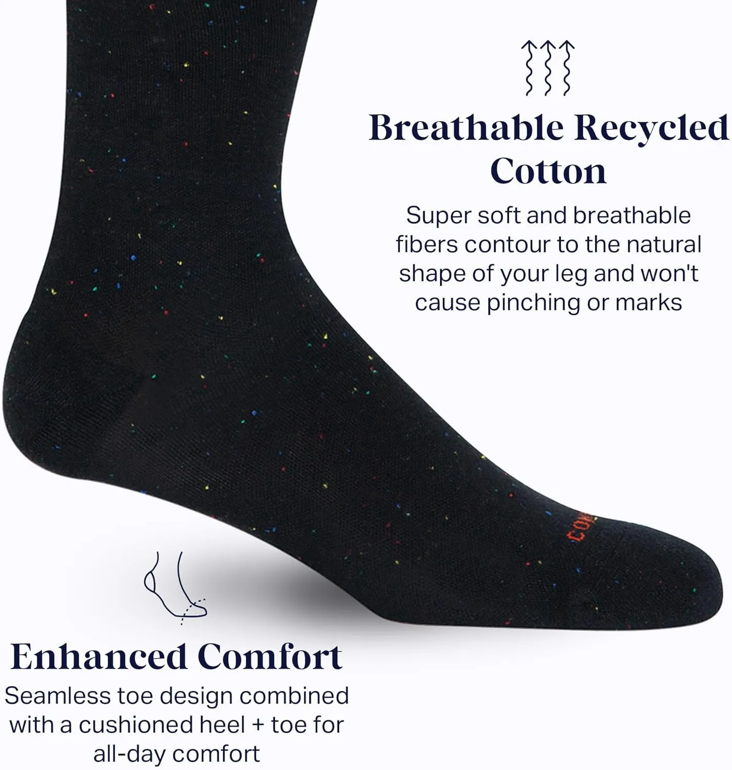 Comrad Recycled Cotton Knee High Socks - 15-20mmHg Graduated Compression Socks - Soft & Breathable Support Socks, Unisex