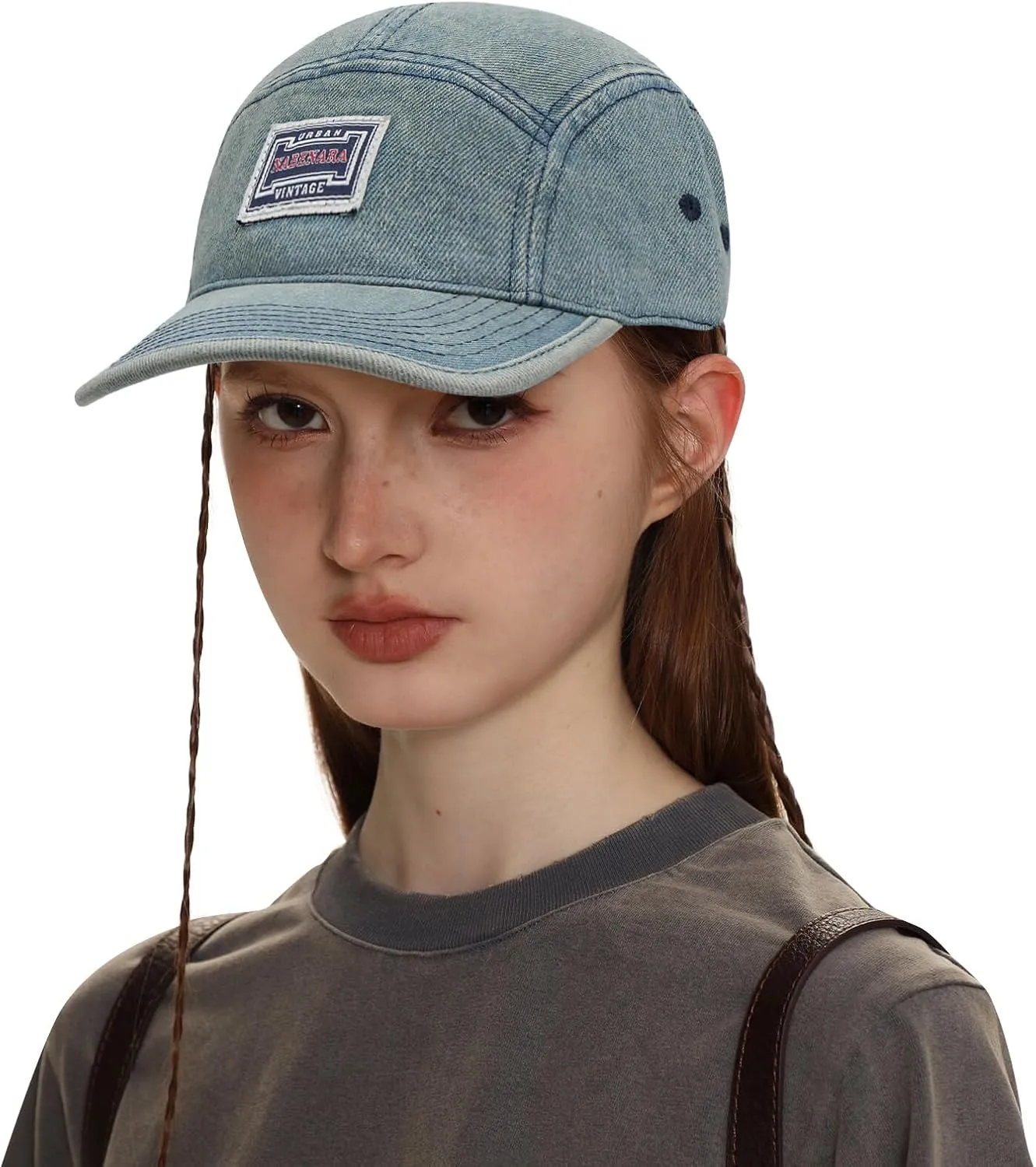 Croogo 5 Panel Baseball Cap Denim Cotton Dad Hats Classic Flat Bill Caps Casual Snapback Cap Vintage Cityboy Style Camp Cap