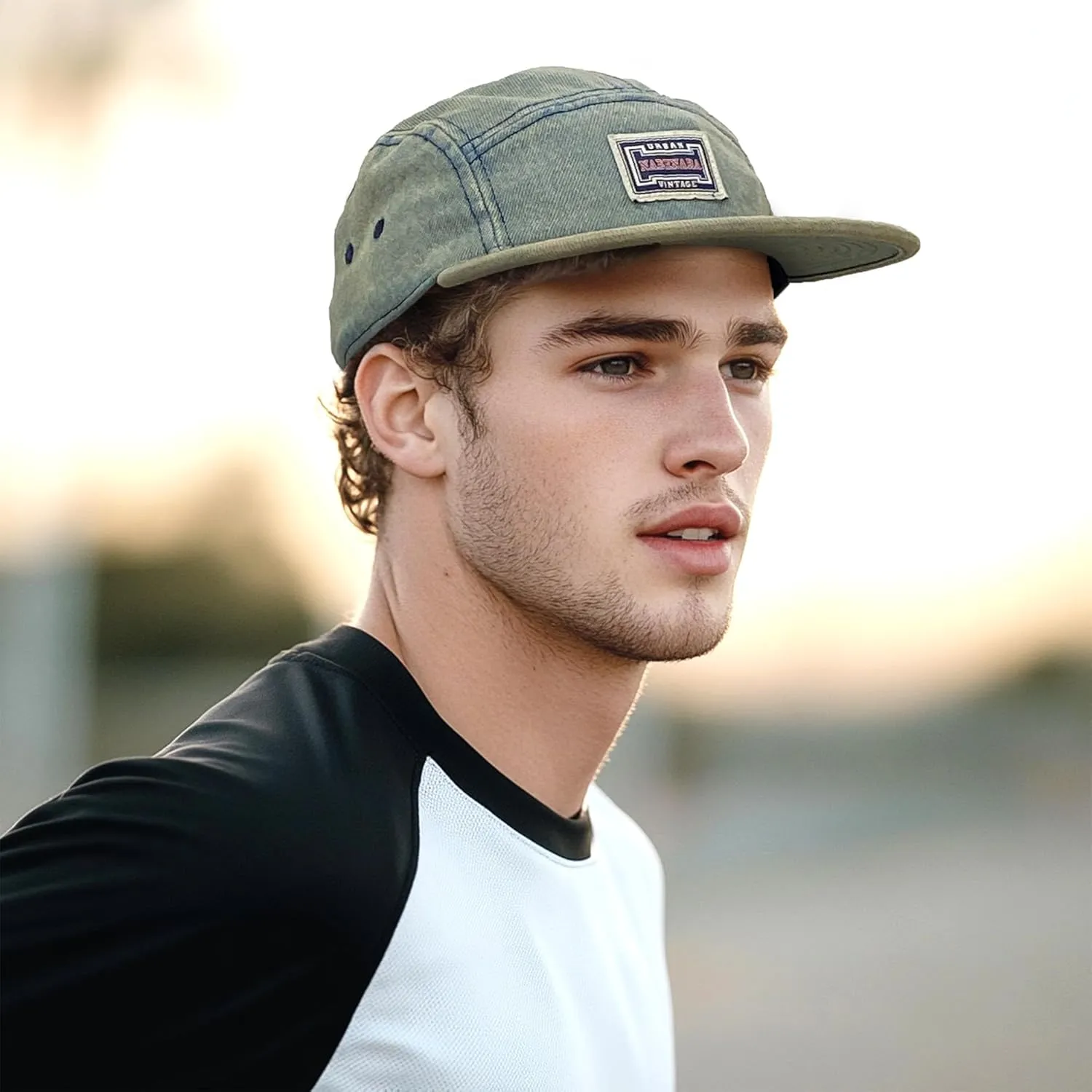 Croogo 5 Panel Baseball Cap Denim Cotton Dad Hats Classic Flat Bill Caps Casual Snapback Cap Vintage Cityboy Style Camp Cap