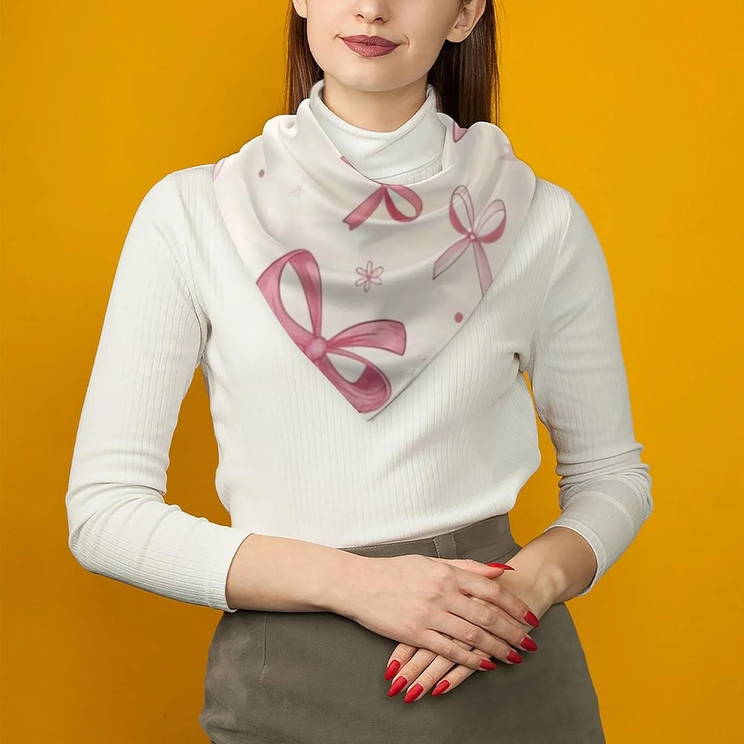 Cute Bow Kerchief Mans Women Multi-Purpose Bandanas All-Occasion 25" X 25" Inch Gift Scarf