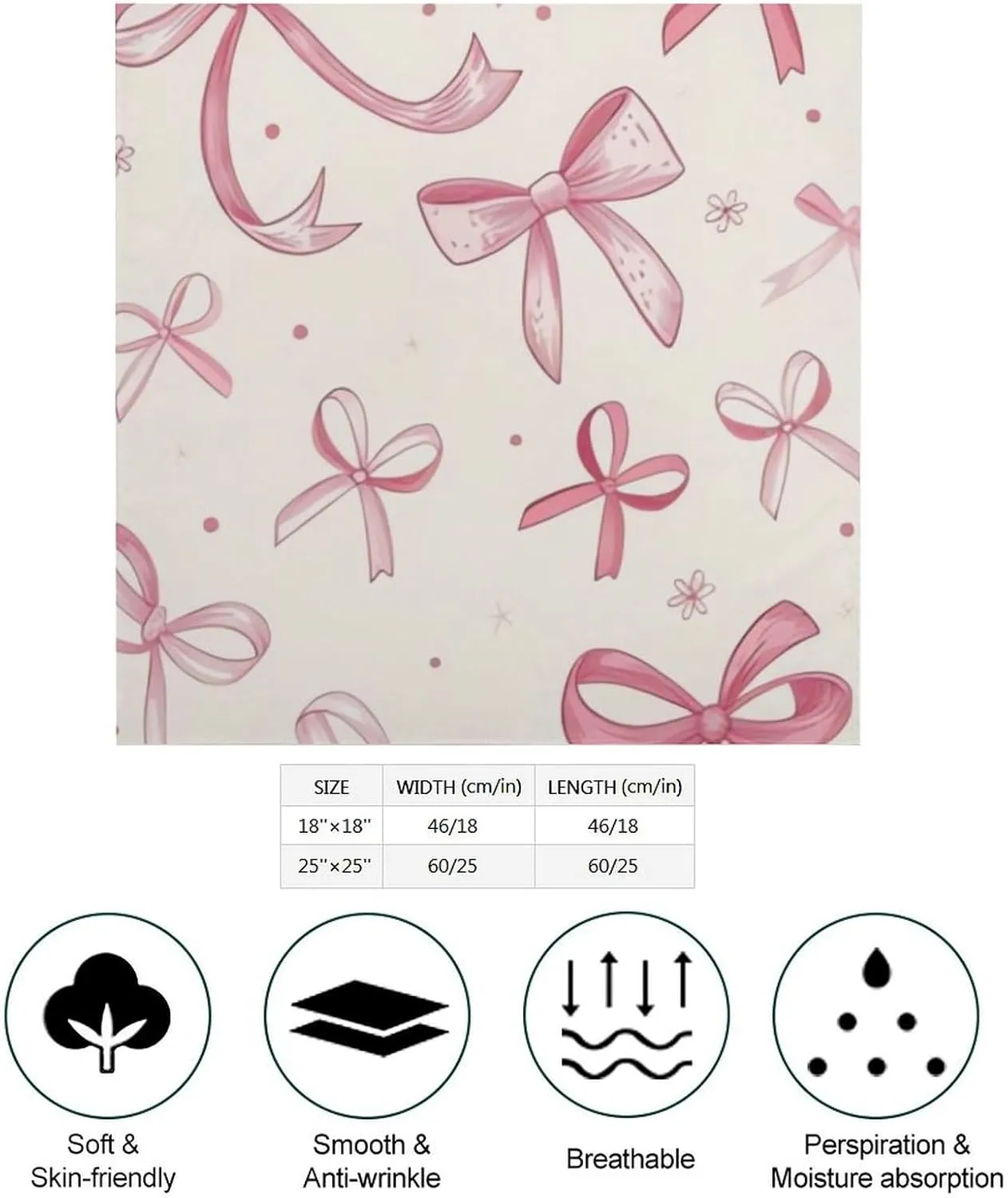 Cute Bow Kerchief Mans Women Multi-Purpose Bandanas All-Occasion 25" X 25" Inch Gift Scarf