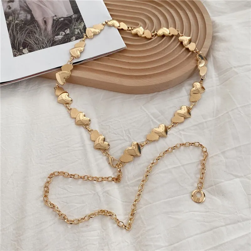 Double Heart Aesthetic Chain Belt
