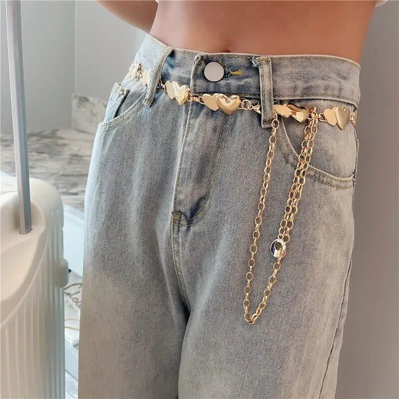 Double Heart Aesthetic Chain Belt