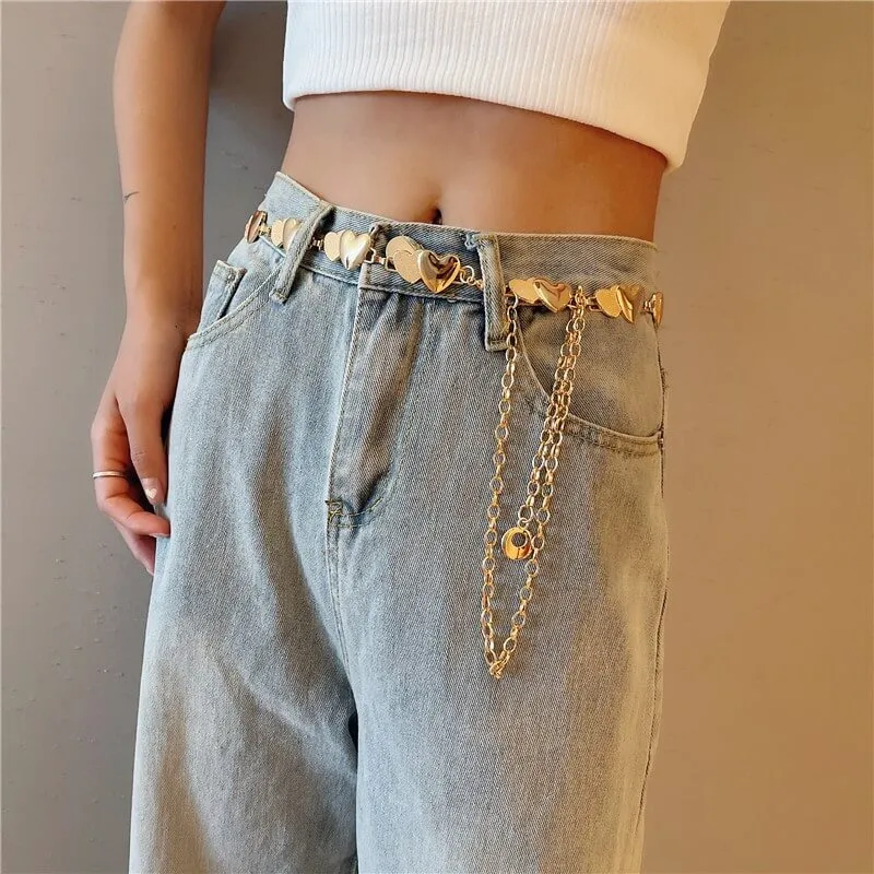 Double Heart Aesthetic Chain Belt