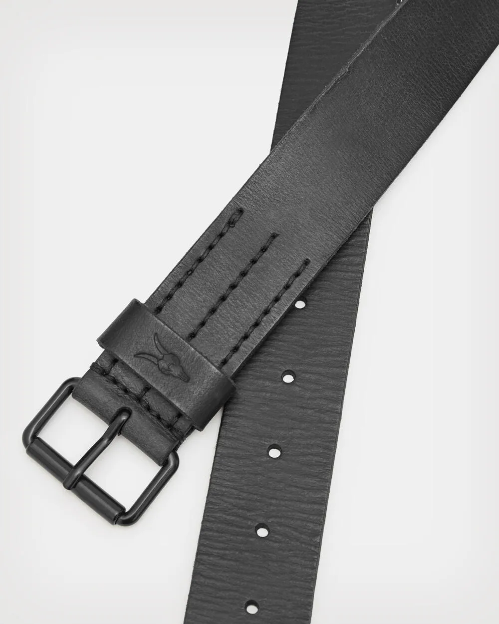 Dunston AllSaints Embossed Leather Belt, Black