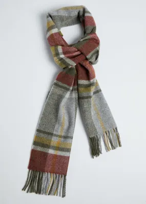 Foxford Lambswool Scarf | Rust & Green Tartan