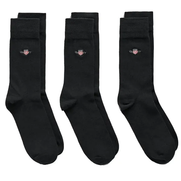 Gant Men's 3 Pack Shield Socks - Ebony Black