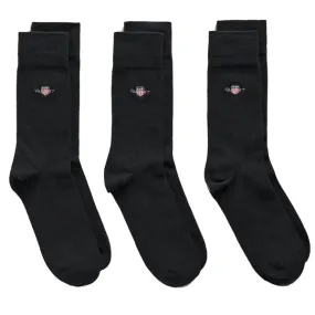 Gant Men's 3 Pack Shield Socks - Ebony Black