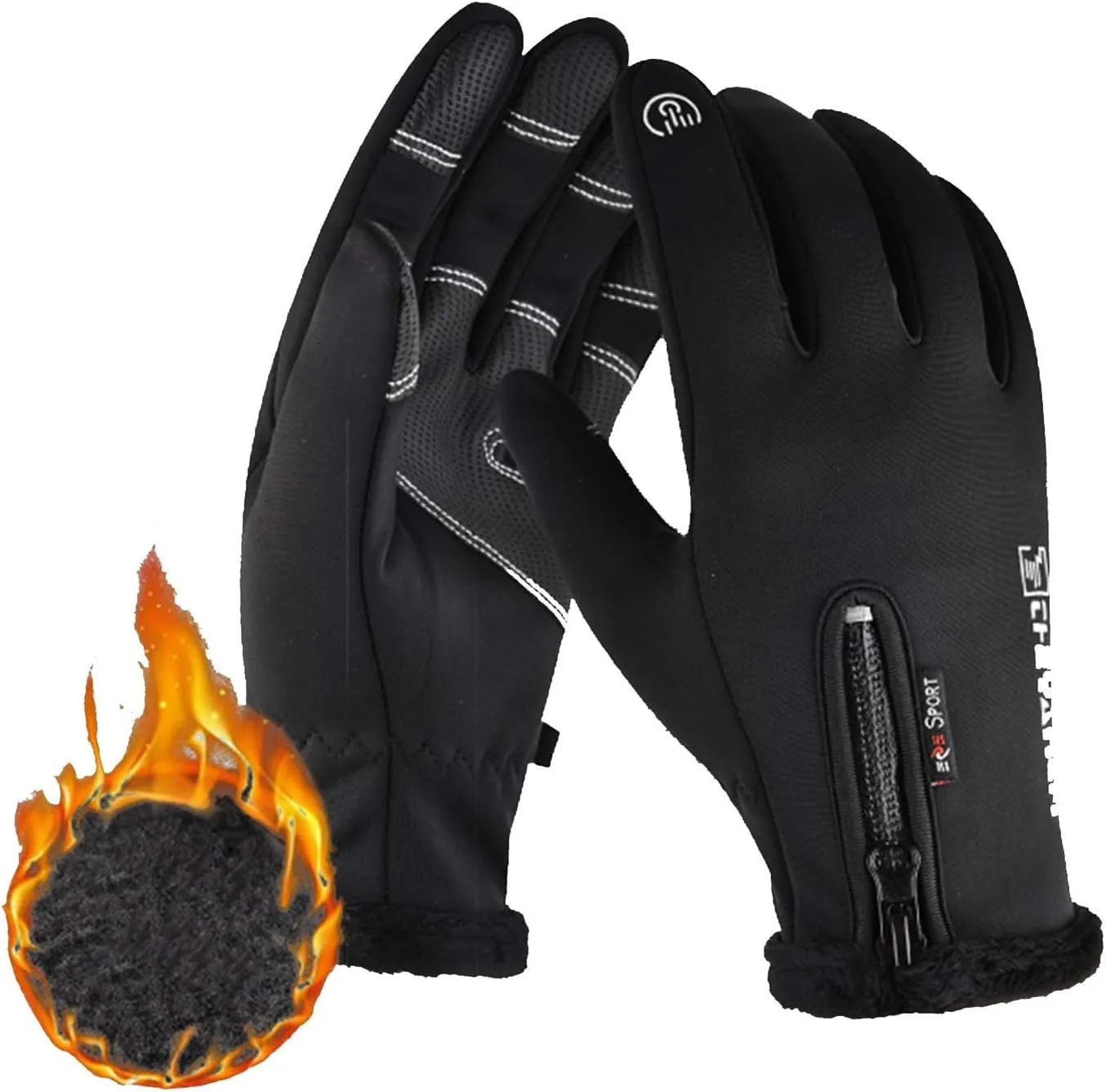 Gloves Cycling Gloves,Winter Waterproof Touchscreen Gloves Windproof Thermal Gloves Gloves with Non-Slip Full Finger for Cycling (Color : Black)