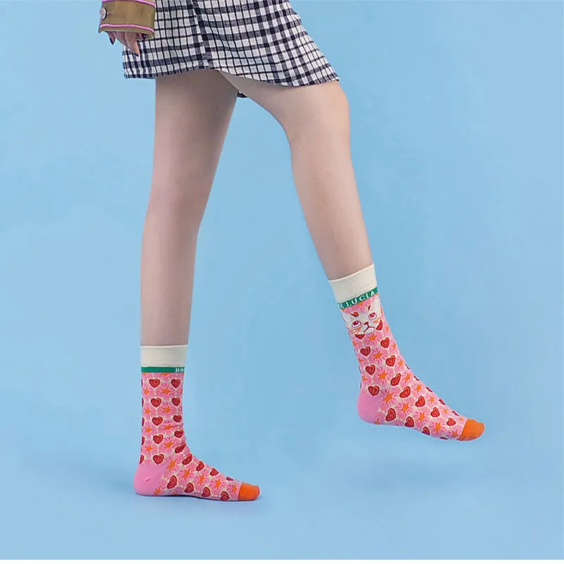 Hearts Stars Pattern Cat Socks