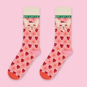 Hearts Stars Pattern Cat Socks