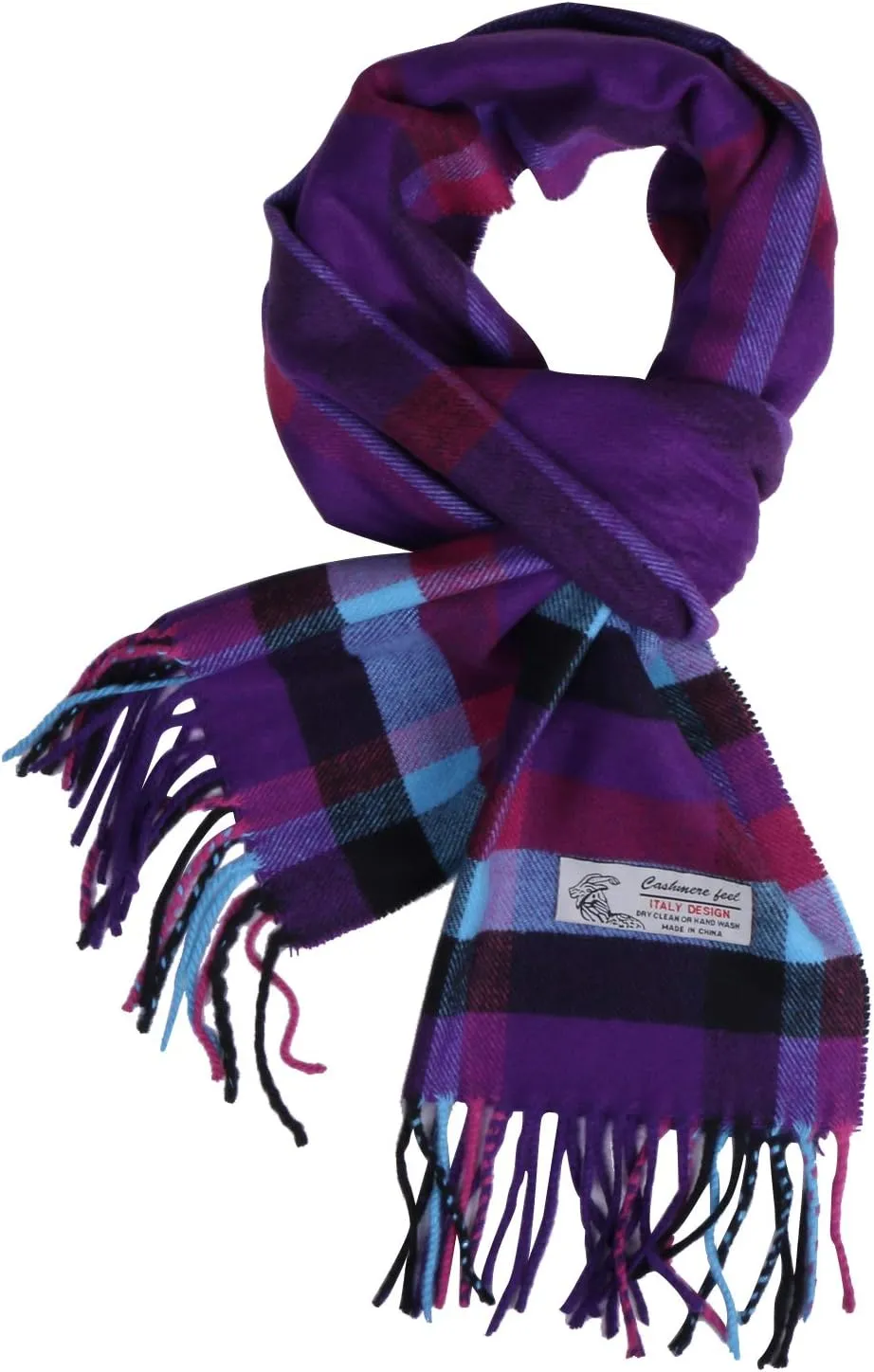 Herringbone Houndstooth Checked Pattern Cashmere Feel Classic Soft Luxurious Winter Scarf For Men Women
