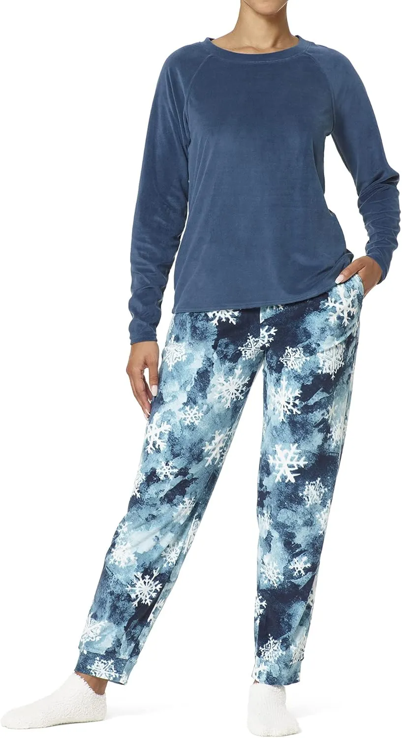 HUE Women's Super Soft Fleece 3 Piece Pajama Set