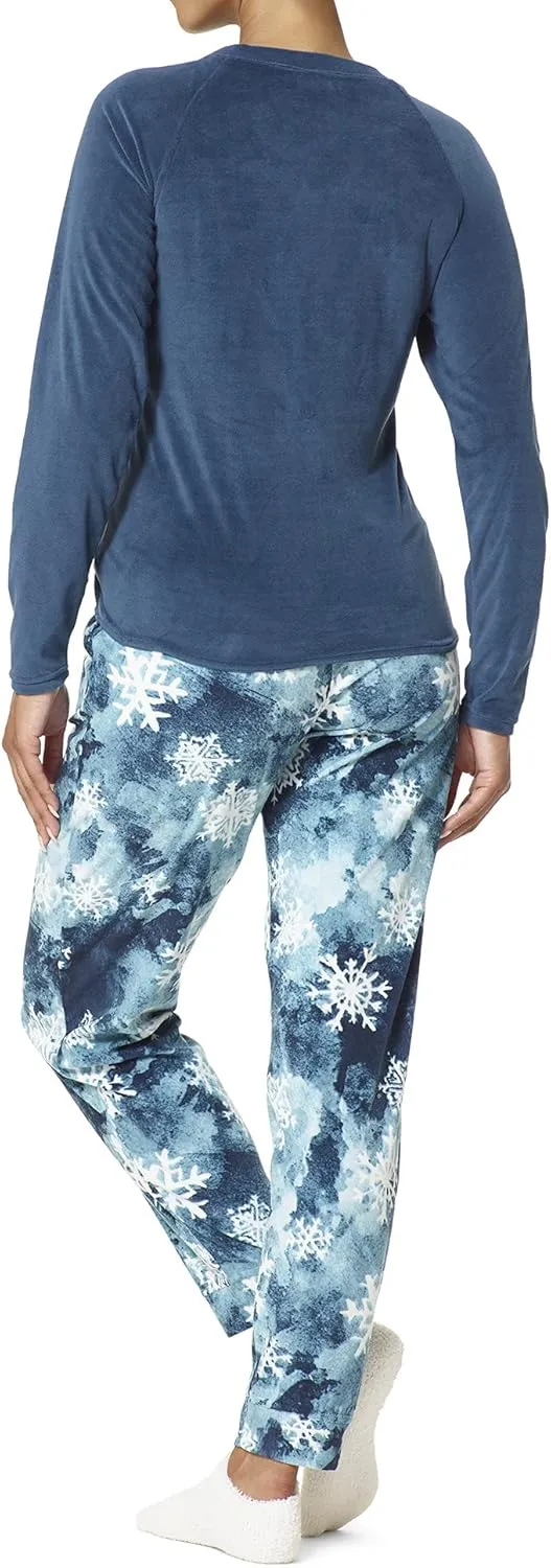 HUE Women's Super Soft Fleece 3 Piece Pajama Set