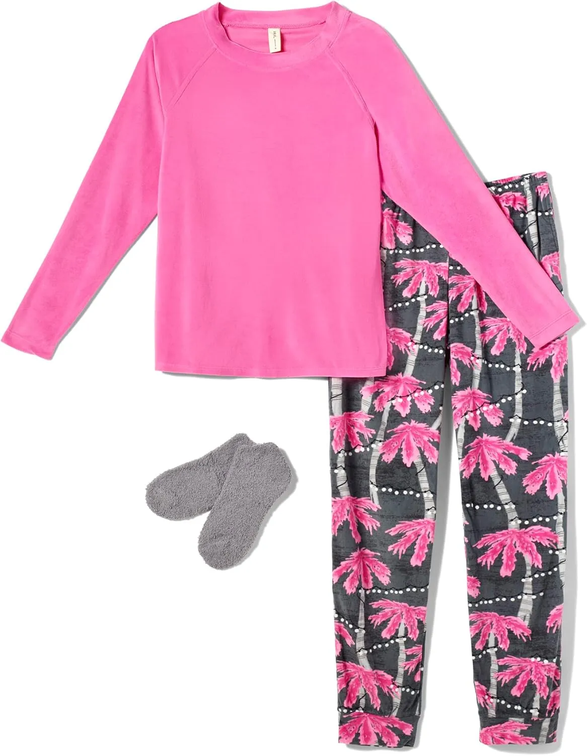 HUE Women's Super Soft Fleece 3 Piece Pajama Set