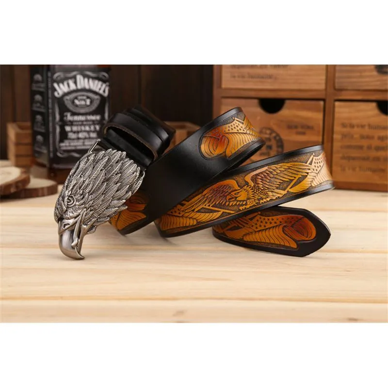 LuxeEagle Exotic Embossed Cowskin Belt