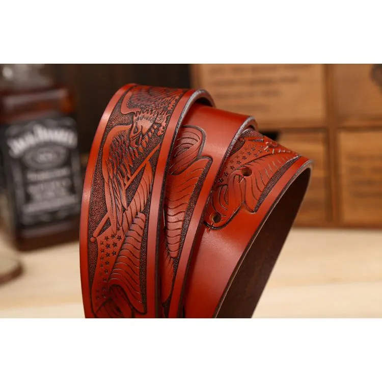 LuxeEagle Exotic Embossed Cowskin Belt