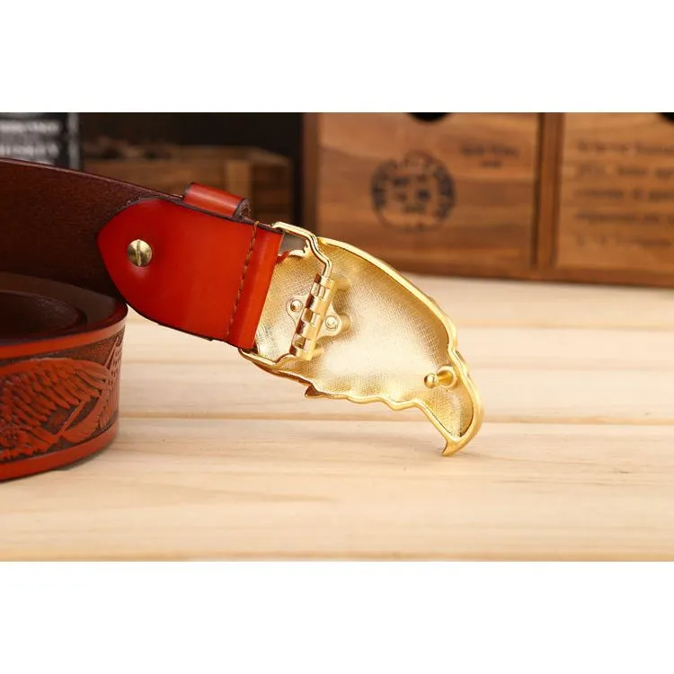 LuxeEagle Exotic Embossed Cowskin Belt