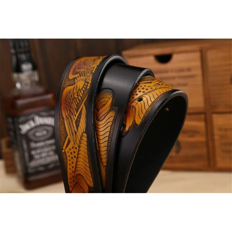 LuxeEagle Exotic Embossed Cowskin Belt