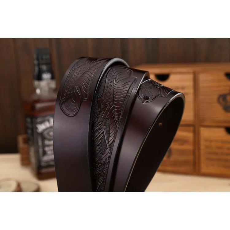 LuxeEagle Exotic Embossed Cowskin Belt