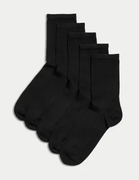 Marks & Spencer Sumptuically Soft Ankle Socks 5 Pairs, Black