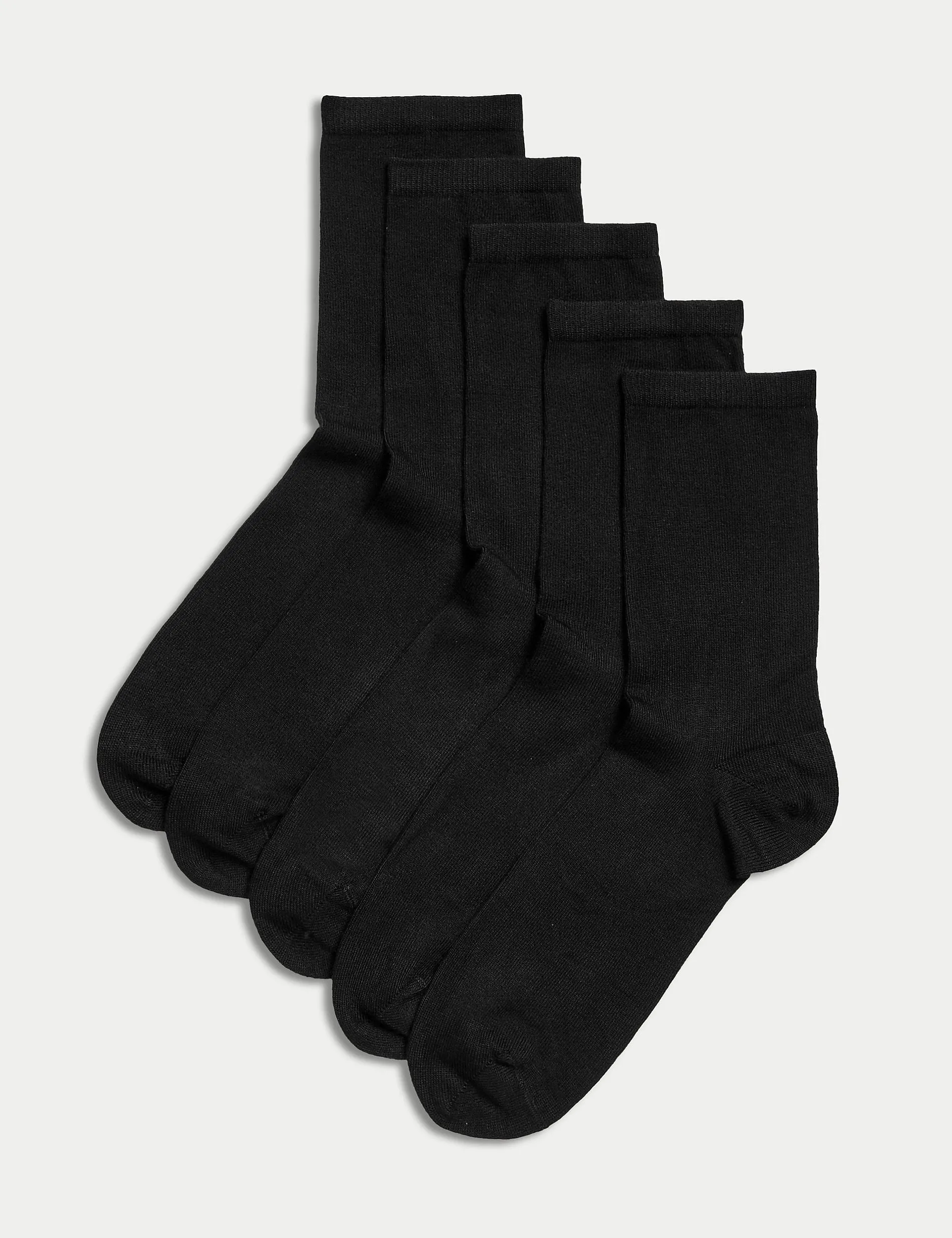 Marks & Spencer Sumptuically Soft Ankle Socks 5 Pairs, Black