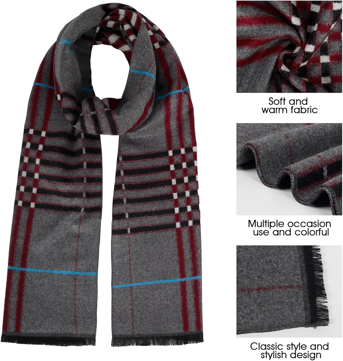 Mens Scarf Winter Fashion Classic Formal Scarf Long Soft Warm Scarves for Men