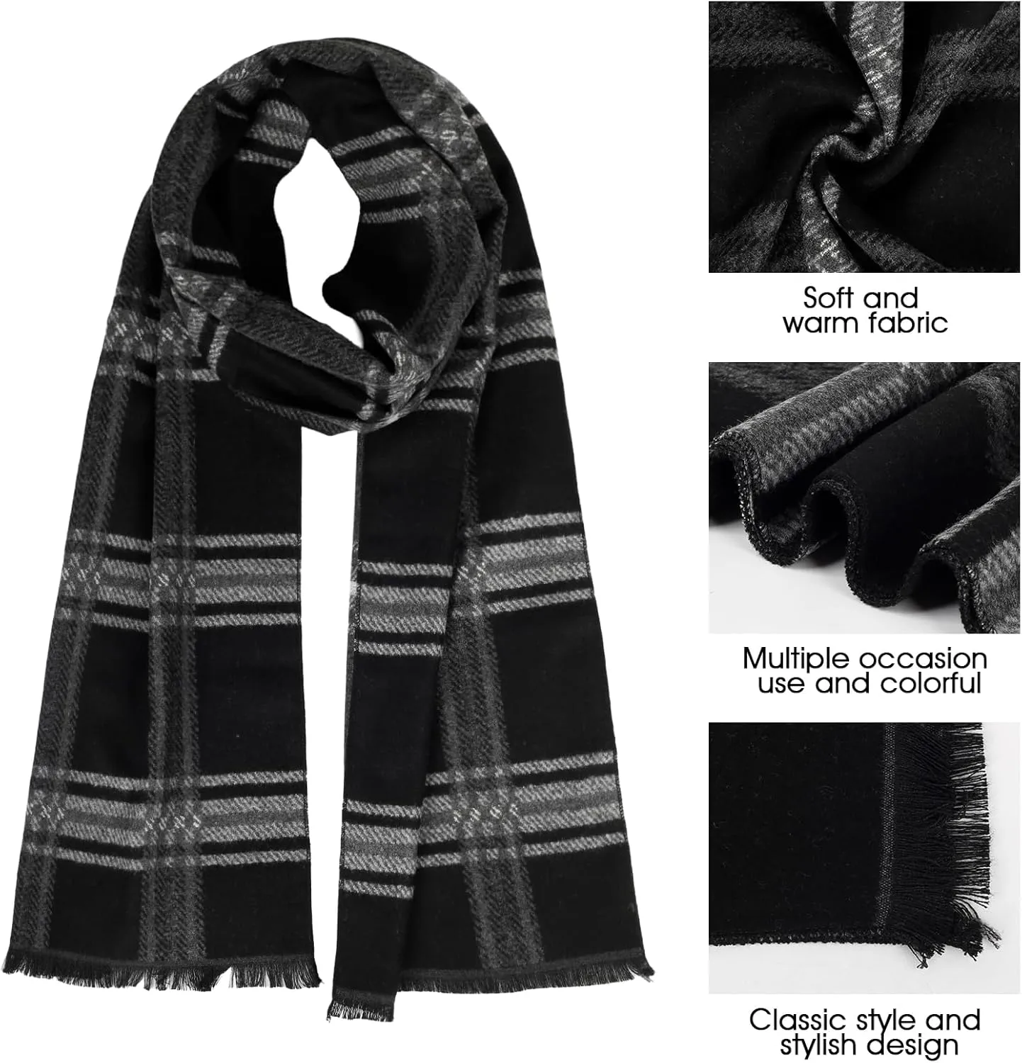 Mens Scarf Winter Fashion Classic Formal Scarf Long Soft Warm Scarves for Men